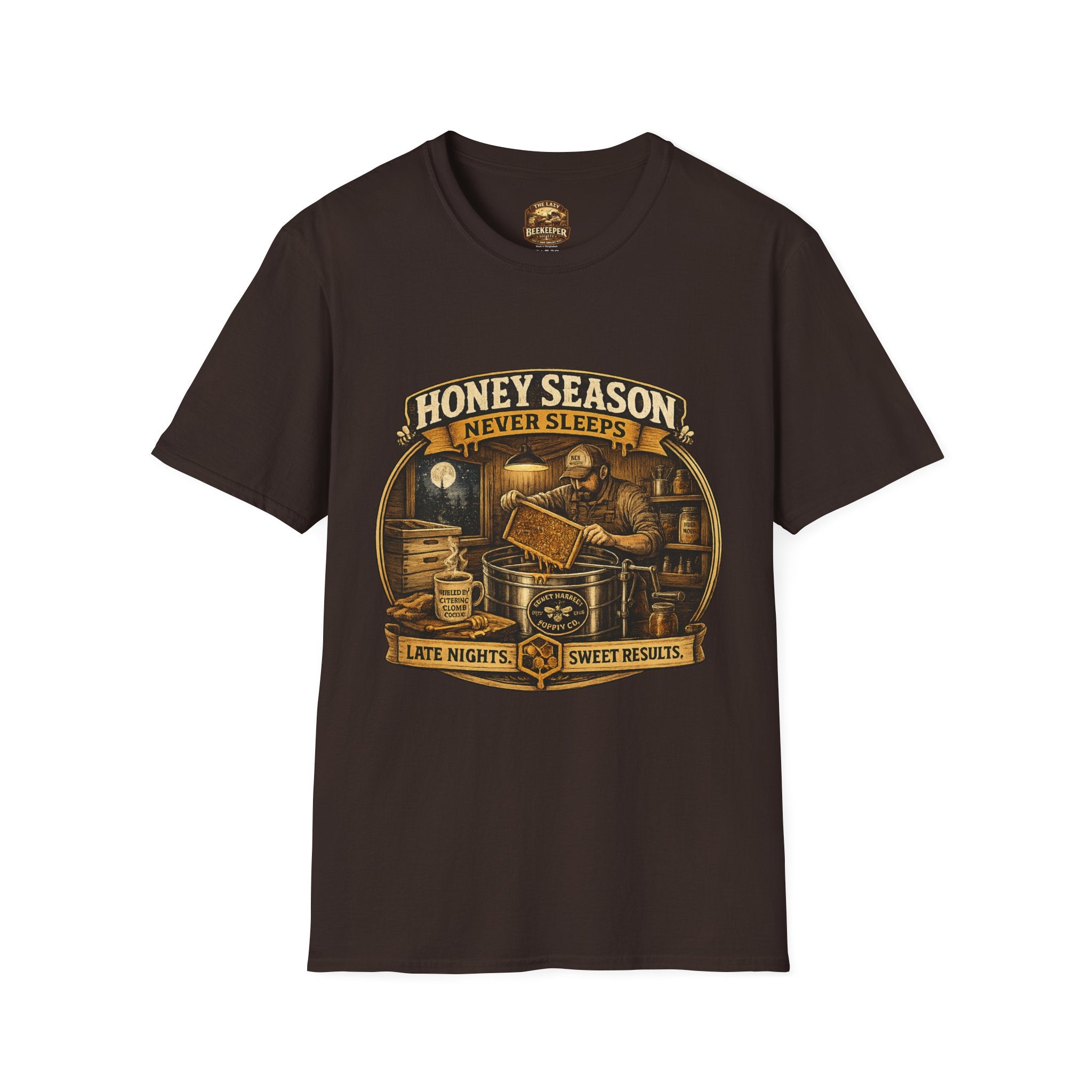Honey Season Never Sleeps T-Shirt — Beekeeper Vintage Graphic Tee