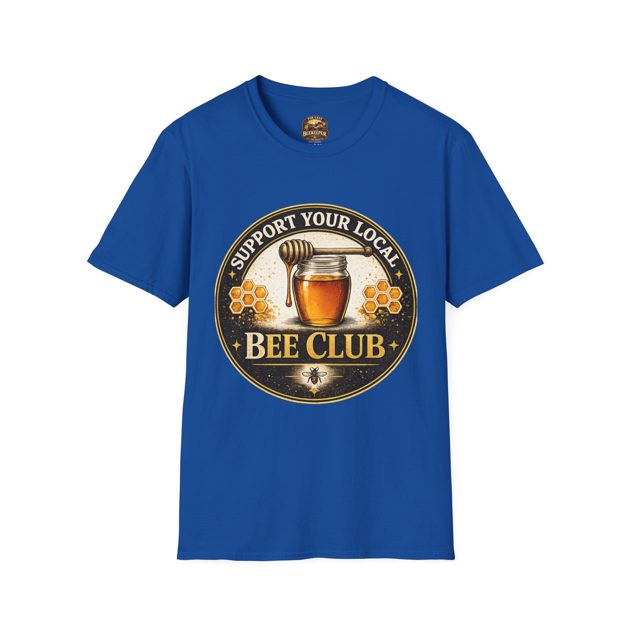 Support Your Local Bee Club T-Shirt — Honey Jar & Honeycomb Design