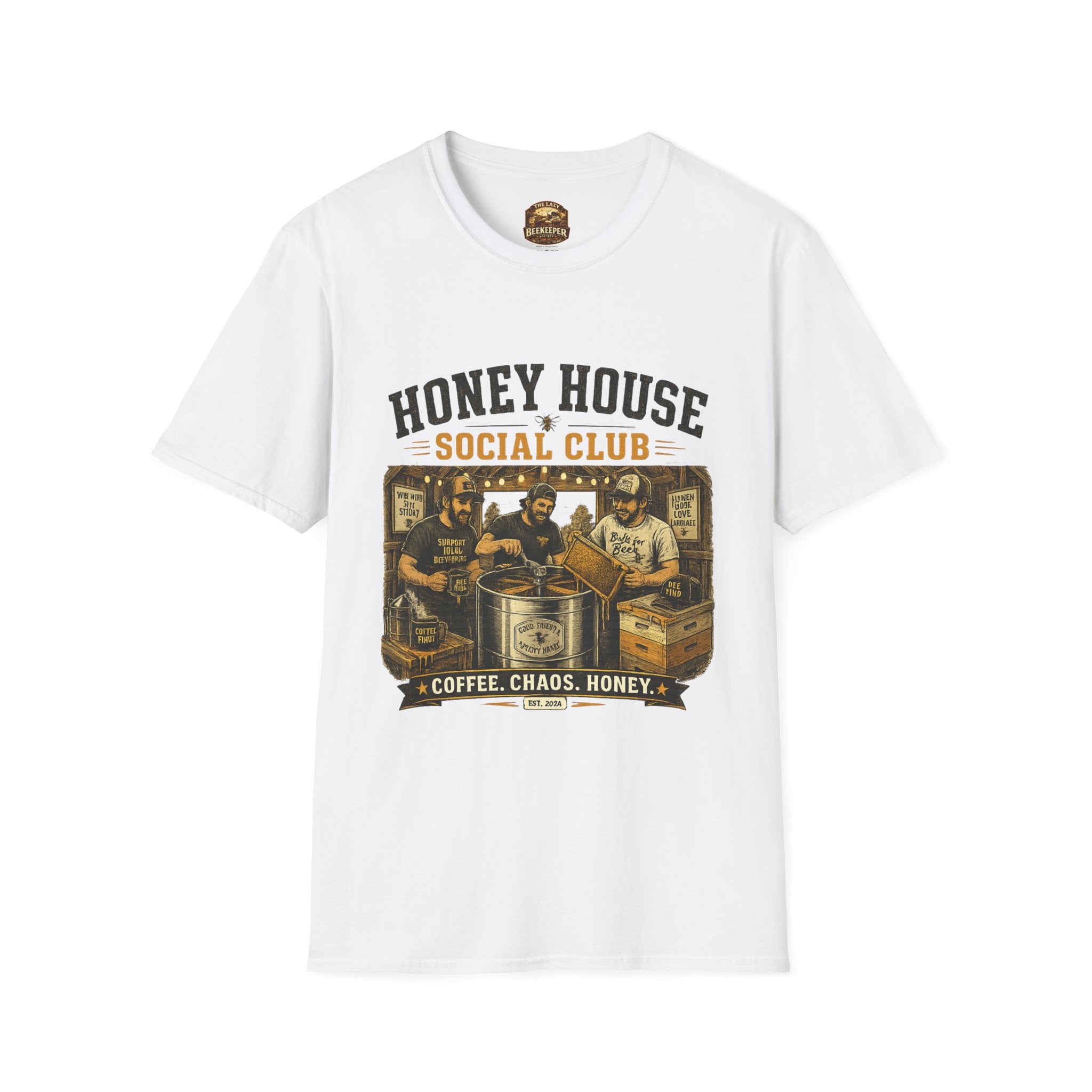 Honey House Social Club T-Shirt — Vintage Coffee & Honey Café Tee