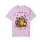 Beekeeper Support T-Shirt — "Local Honey Hits Different" Floral Honey Jar Tee