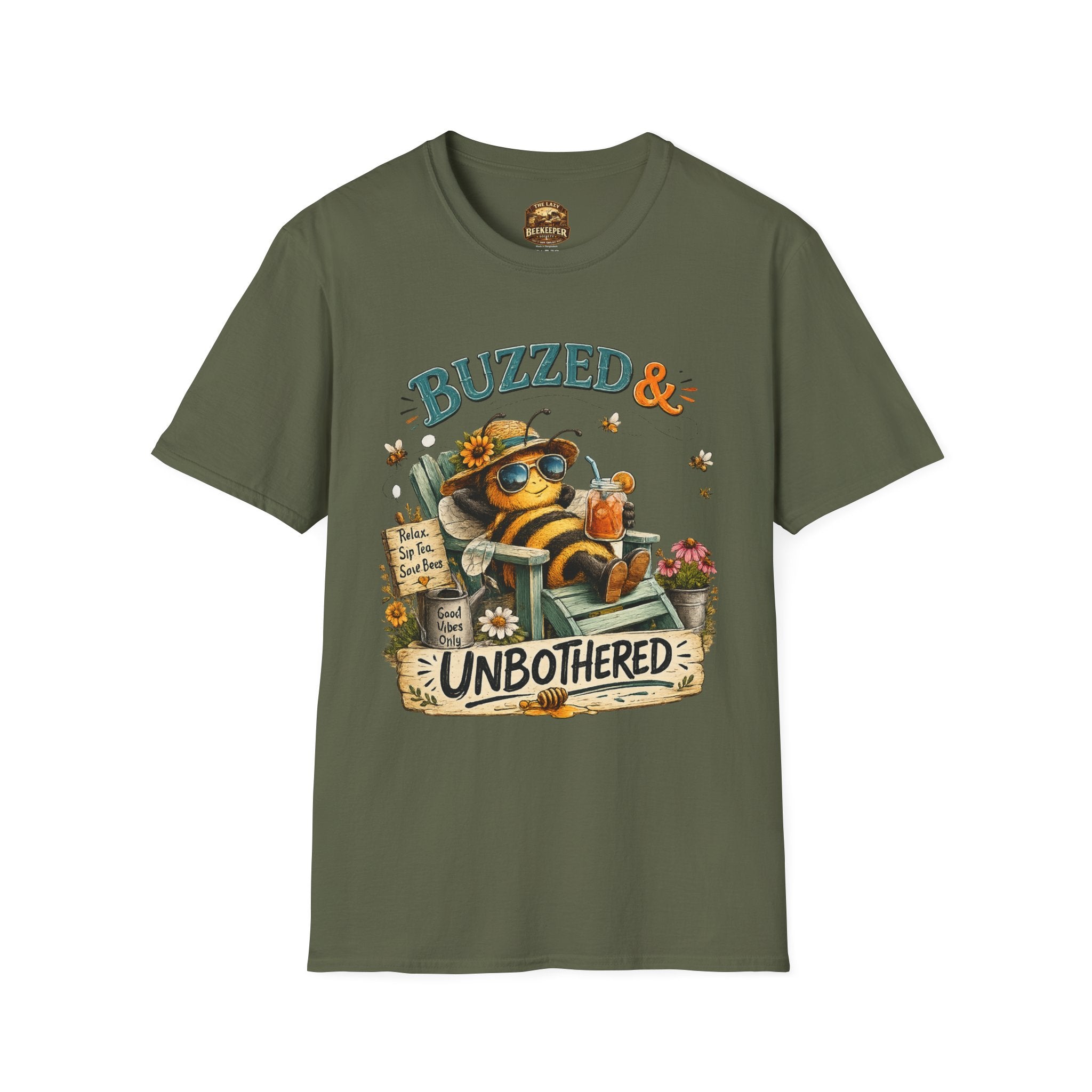 Buzzed & Unbothered Bee T-Shirt — Retro Relaxed Graphic Tee