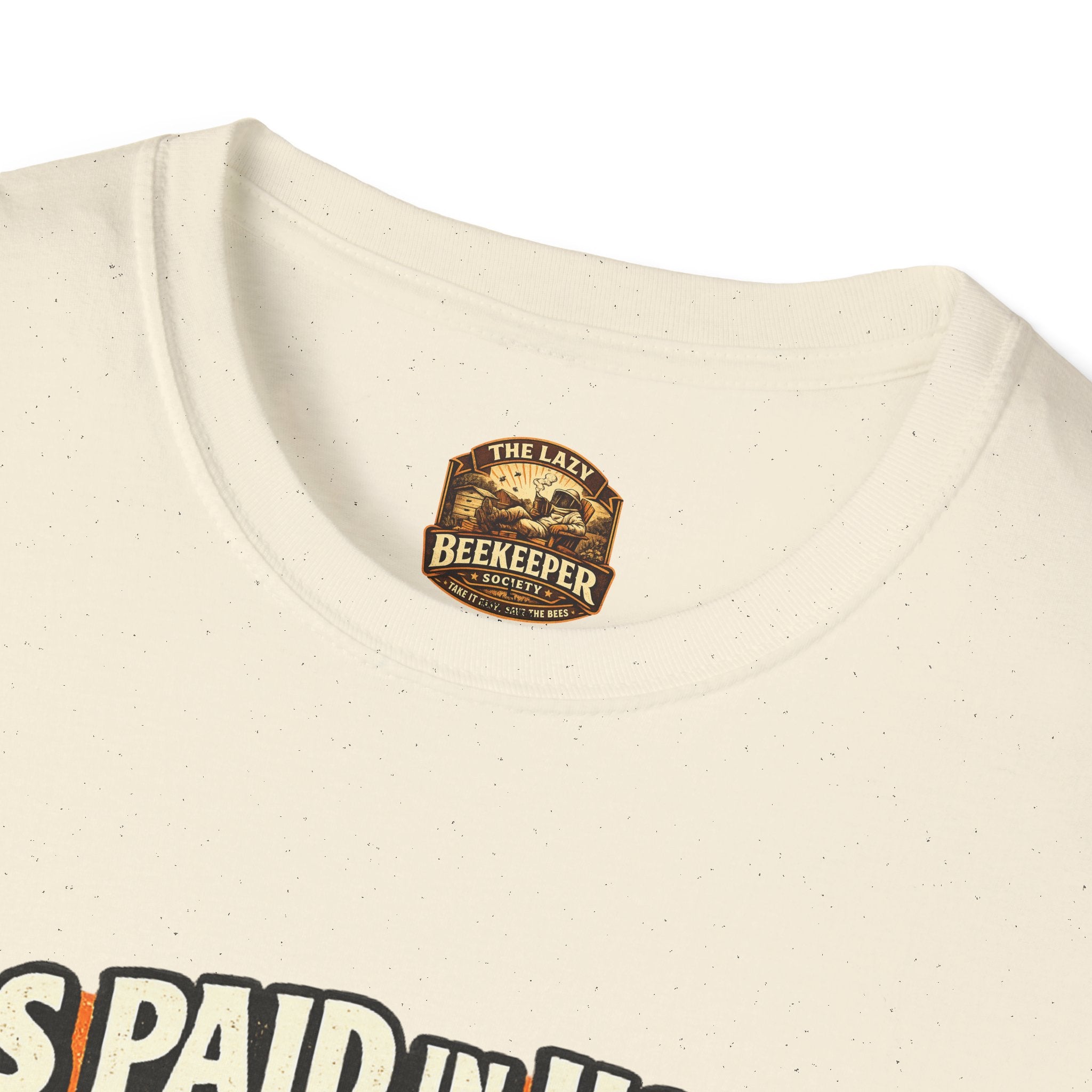 Beekeeping T-Shirt — "Bees Paid in Honey" Vintage Check Design