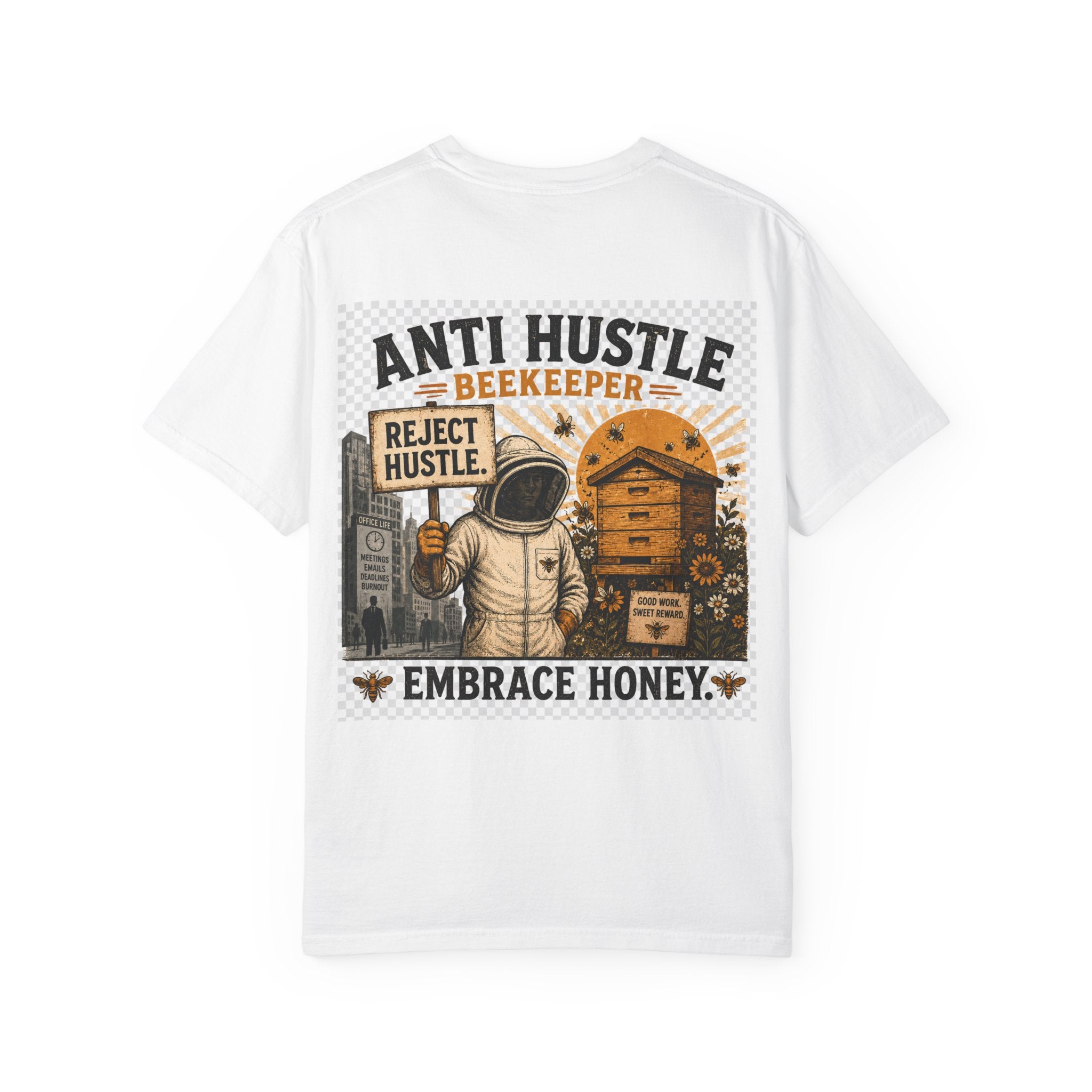 Bienenclub T-Shirt – Anpassbares „Support Your Local“ & Anti-Hustle Imker-Design