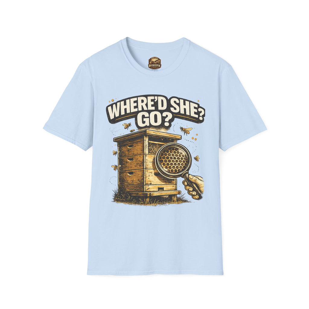 T-Shirt – „Where’d She Go?“ Königinnenloses Grafik-T-Shirt