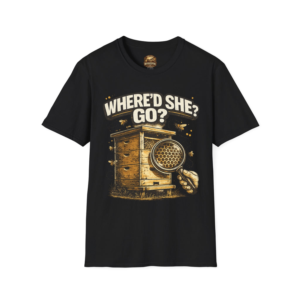 T-Shirt – „Where’d She Go?“ Königinnenloses Grafik-T-Shirt