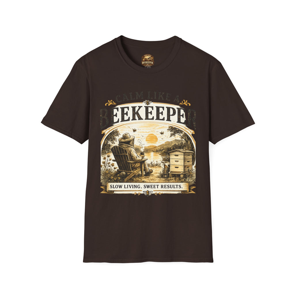 Slow Living T-Shirt — "Slow Living, Sweet Results" Rustic Sunset Graphic Tee
