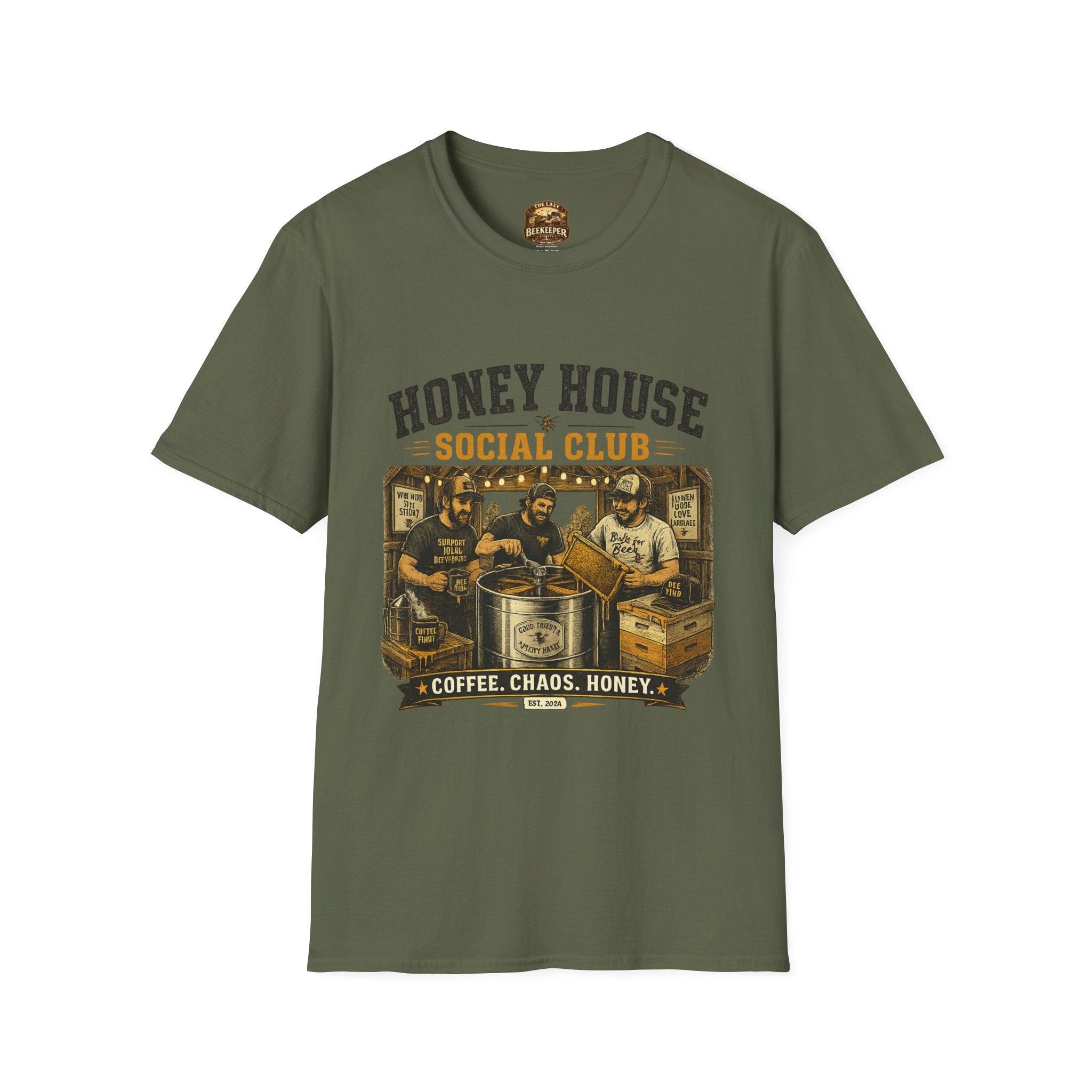Honey House Social Club T-Shirt — Vintage Coffee & Honey Café Tee