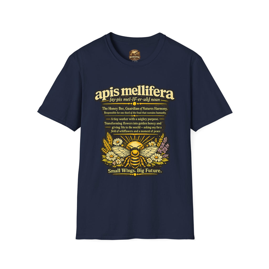 T-Shirt mit Definition der Honigbiene Apis Mellifera — Honigbienen-Illustration & Spruch zum Artenschutz