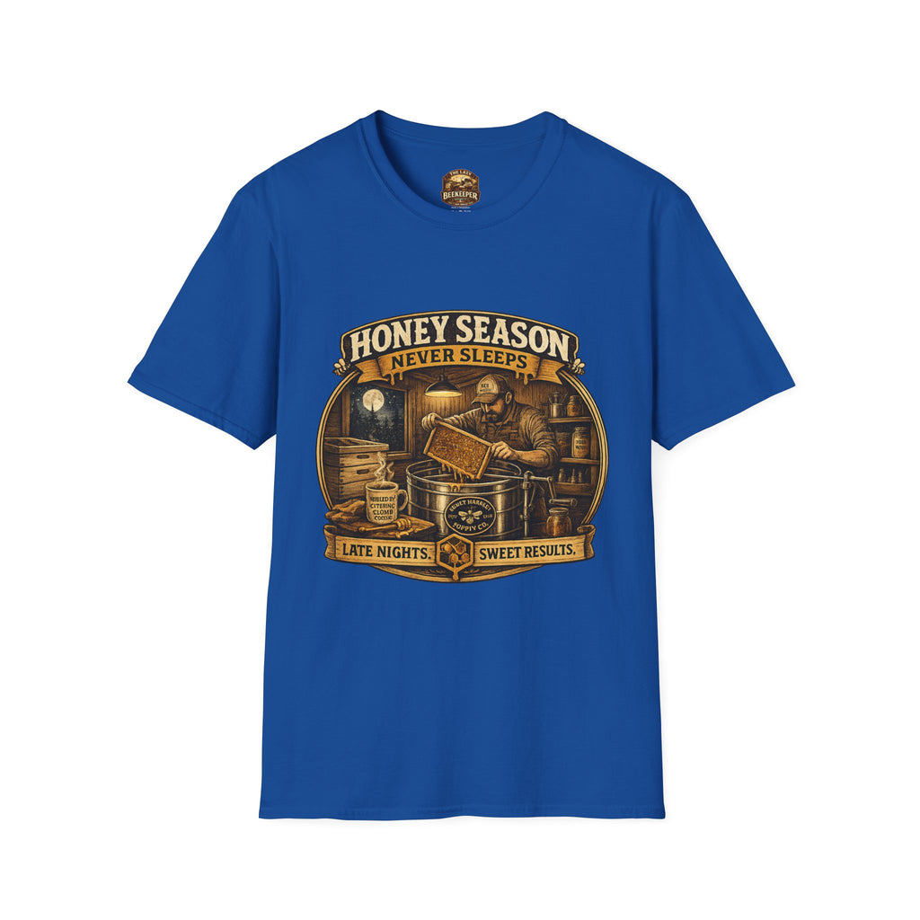 Honey Season Never Sleeps T-Shirt — Beekeeper Vintage Graphic Tee