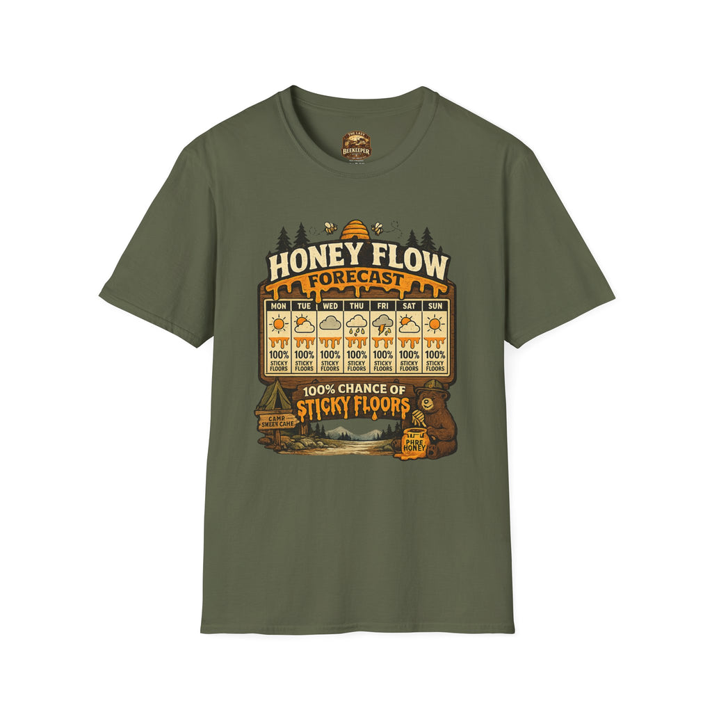 Honigernte-Vorhersage T-Shirt – Imker-Wettergrafik im Vintage-Stil