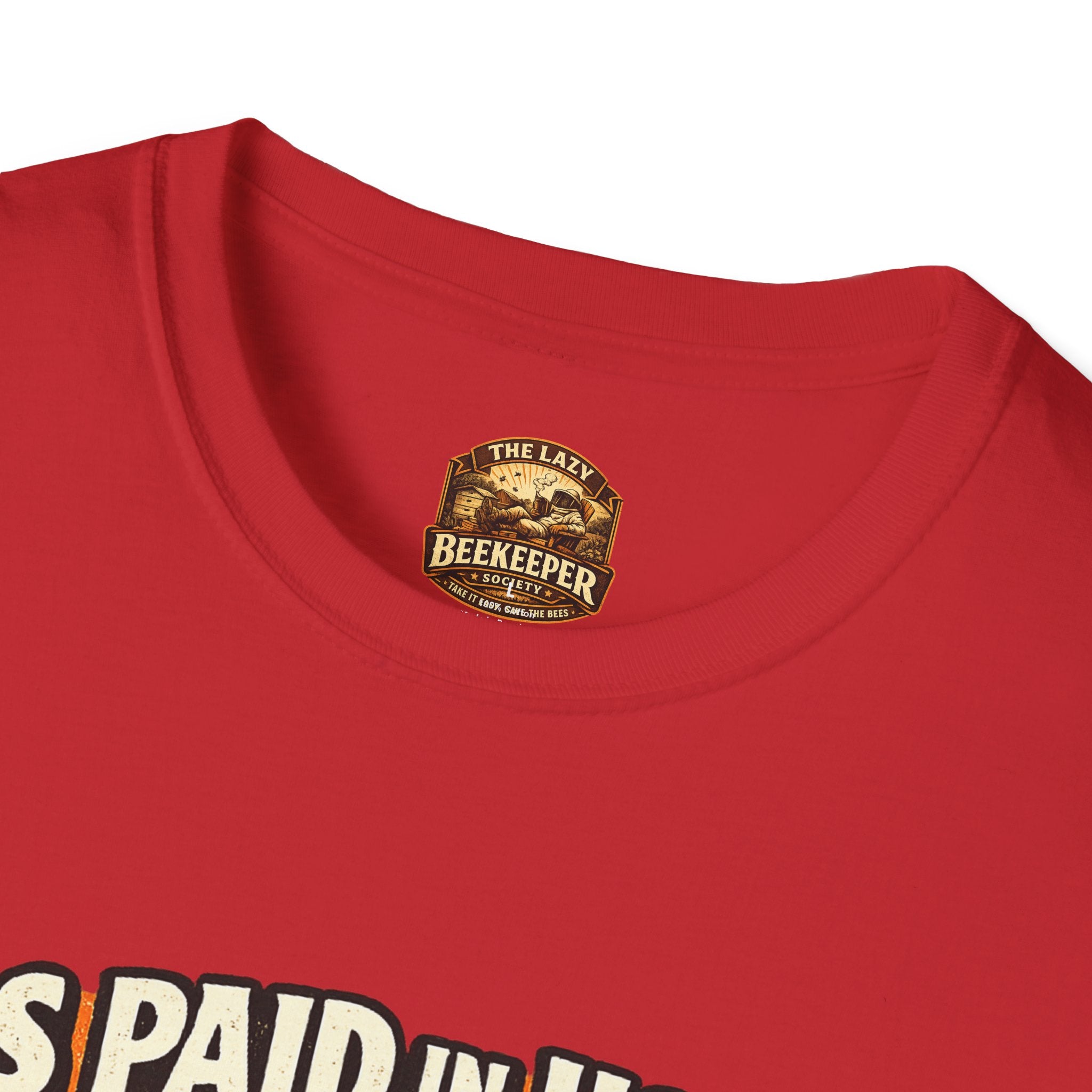 Beekeeping T-Shirt — "Bees Paid in Honey" Vintage Check Design