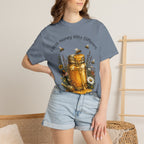 Beekeeper Support T-Shirt — "Local Honey Hits Different" Floral Honey Jar Tee