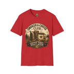 Smoker & Coffee Club T-Shirt — "Coffee First, Hive Later" Vintage Badge