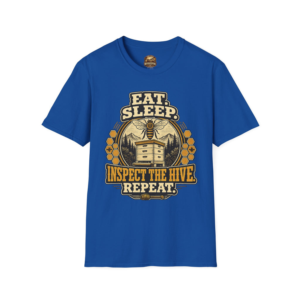 T-Shirt — "Essen. Schlafen. Bienenstock inspizieren. Wiederholen." Imker Grafik T-Shirt