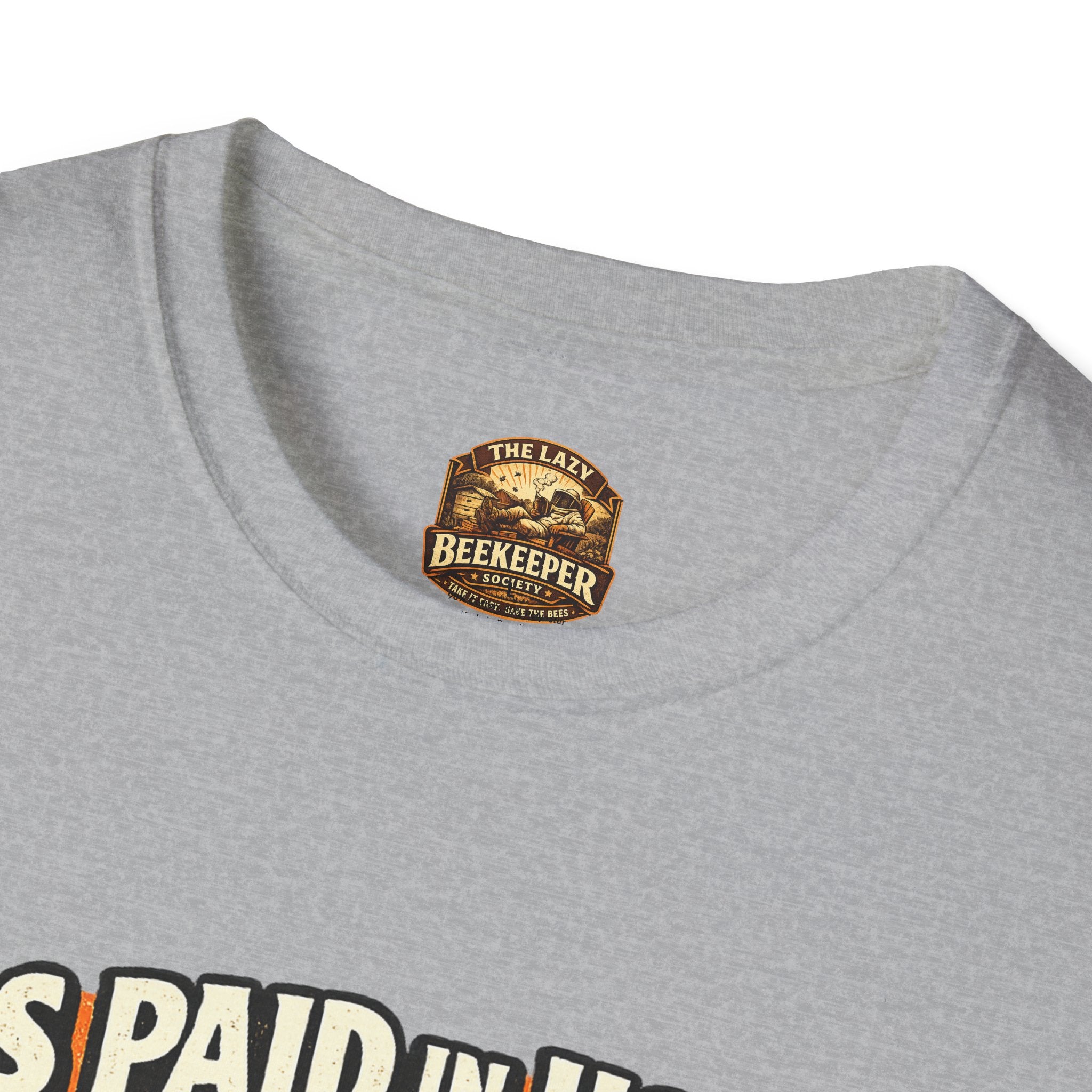 Beekeeping T-Shirt — "Bees Paid in Honey" Vintage Check Design