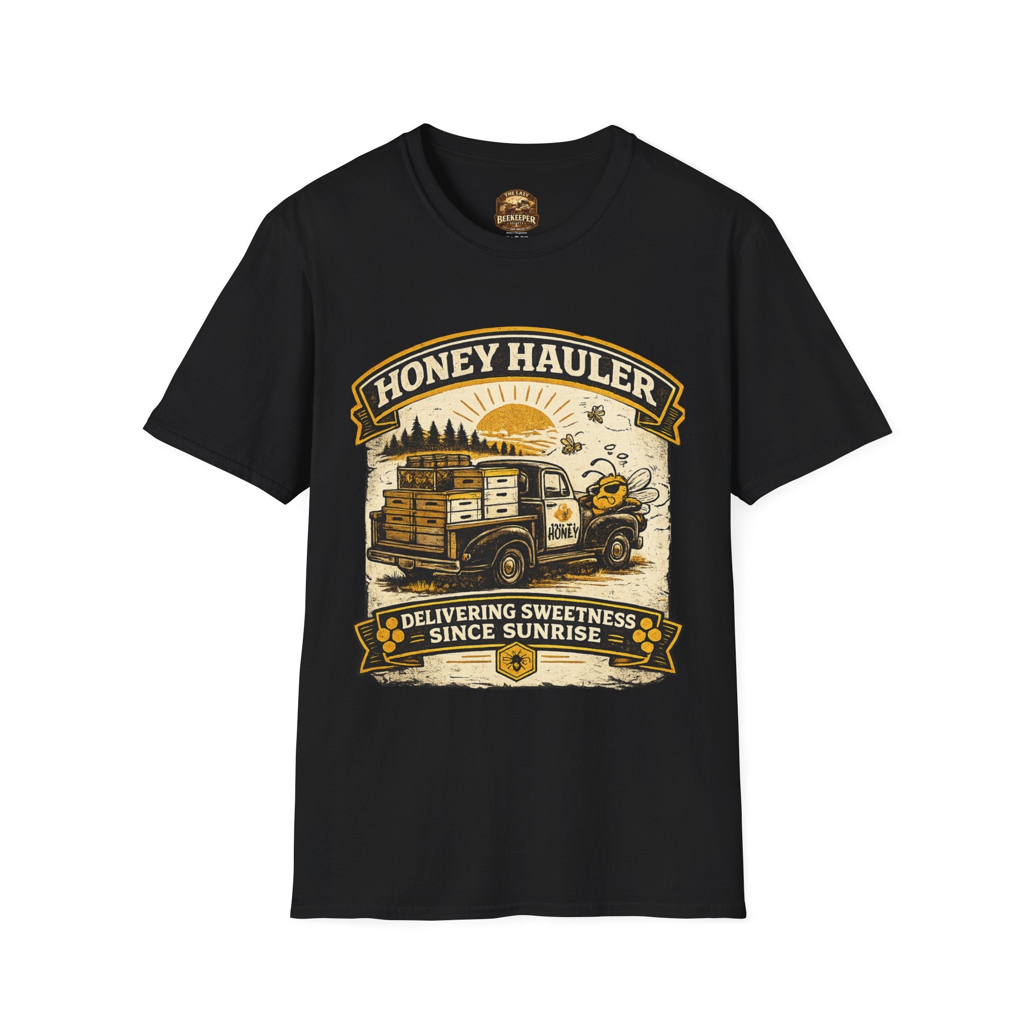 Honey Hauler T-Shirt — Vintage Bee Delivery Truck Graphic Tee