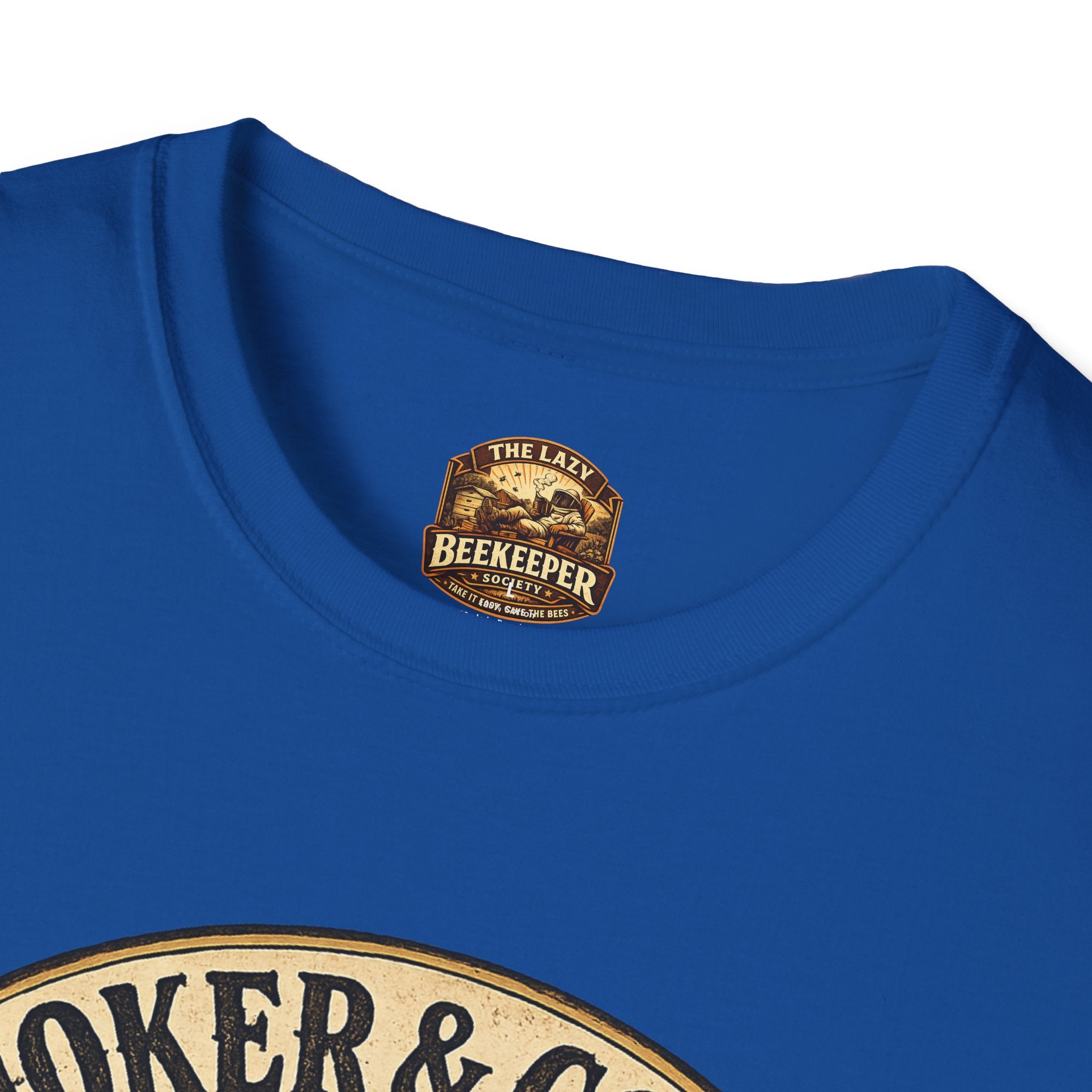 Smoker & Coffee Club T-Shirt — "Coffee First, Hive Later" Vintage Badge