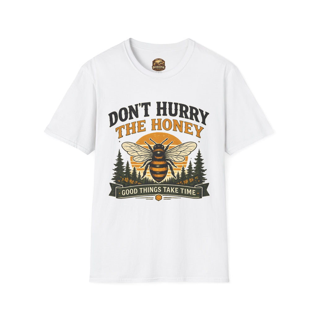Don't Hurry The Honey T-Shirt — Retro Bienen-Grafik-T-Shirt (Gut Ding will Weile haben)