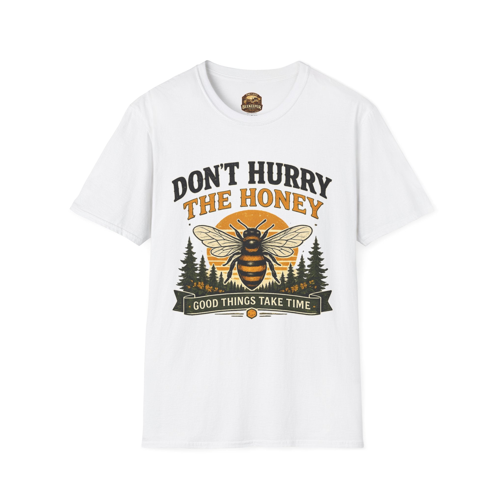 Don't Hurry The Honey T-Shirt — Retro Bee Graphic Tee (Good Things Take Time)