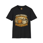 T-Shirt „Pull Frames Drink Coffee“ – Imker Kaffee & Waben Grafik-T-Shirt