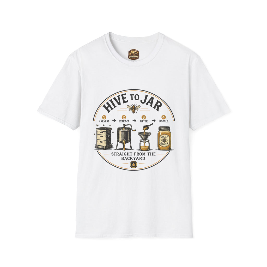 T-Shirt — Grafisches T-Shirt mit Aufschrift „Vom Bienenstock ins Glas“