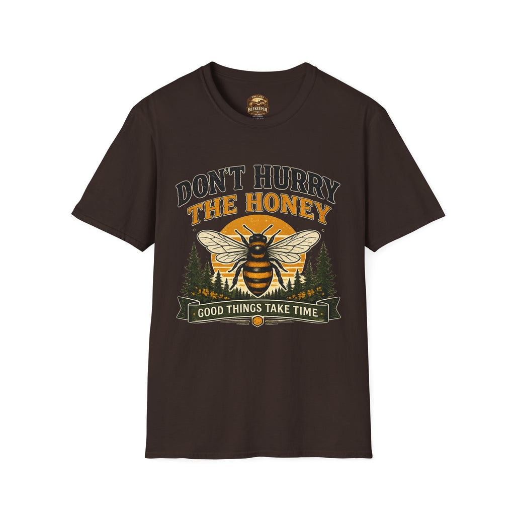 Don't Hurry The Honey T-Shirt — Retro Bienen-Grafik-T-Shirt (Gut Ding will Weile haben)