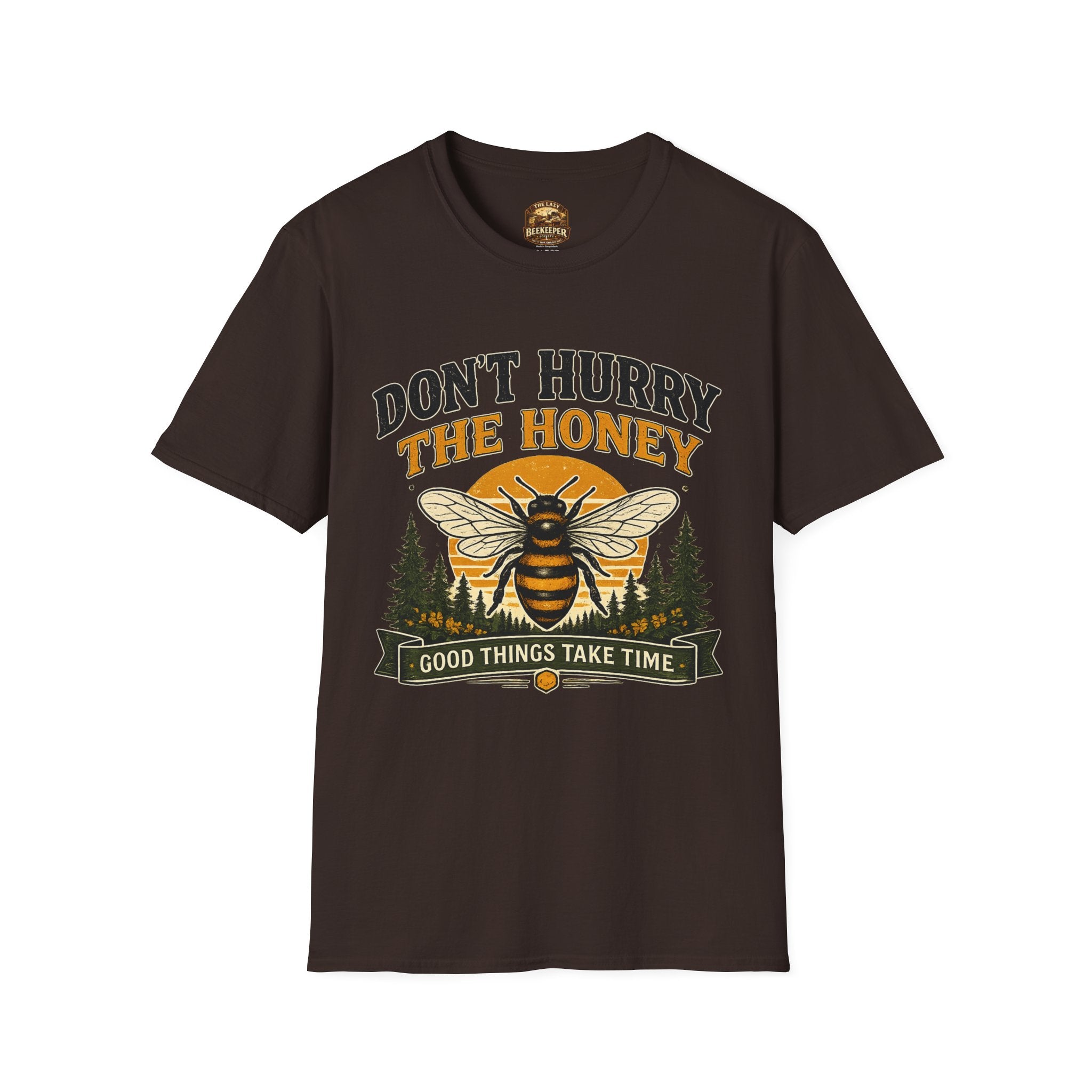 Don't Hurry The Honey T-Shirt — Retro Bee Graphic Tee (Good Things Take Time)