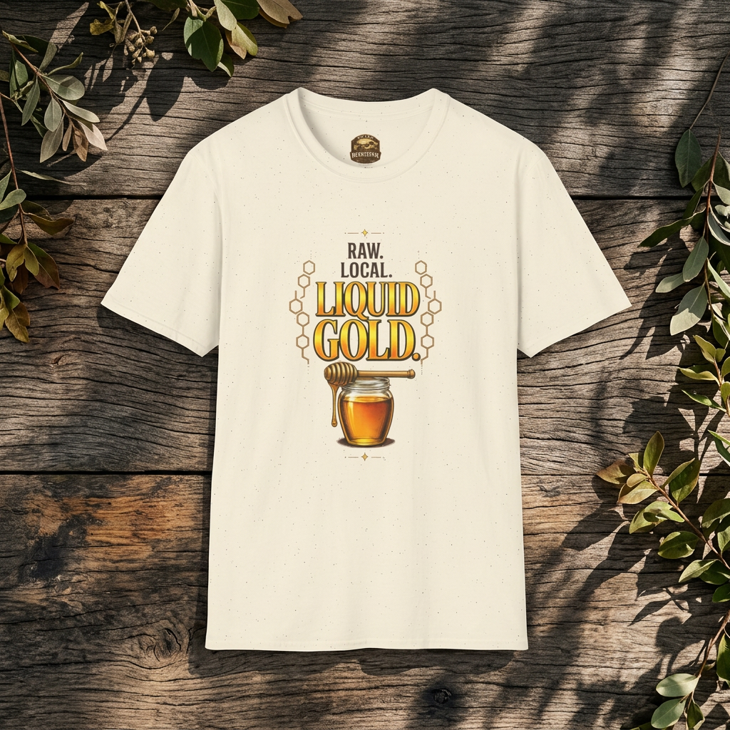 T-Shirt "Flüssiges Gold" – Grafik-T-Shirt "Roher Honig aus der Region"