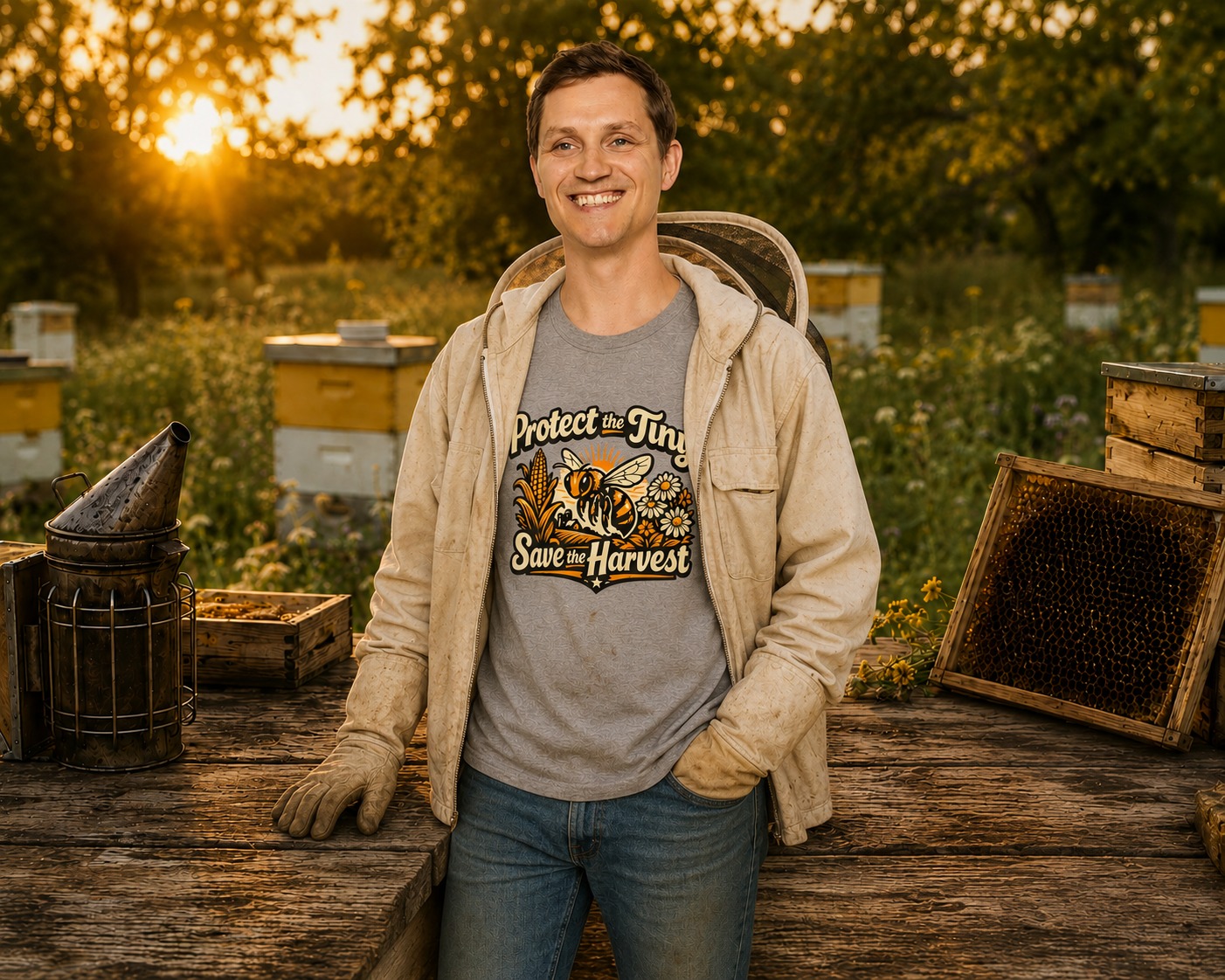 Protect the Tiny Bee T-Shirt — Save the Harvest Floral Graphic Tee