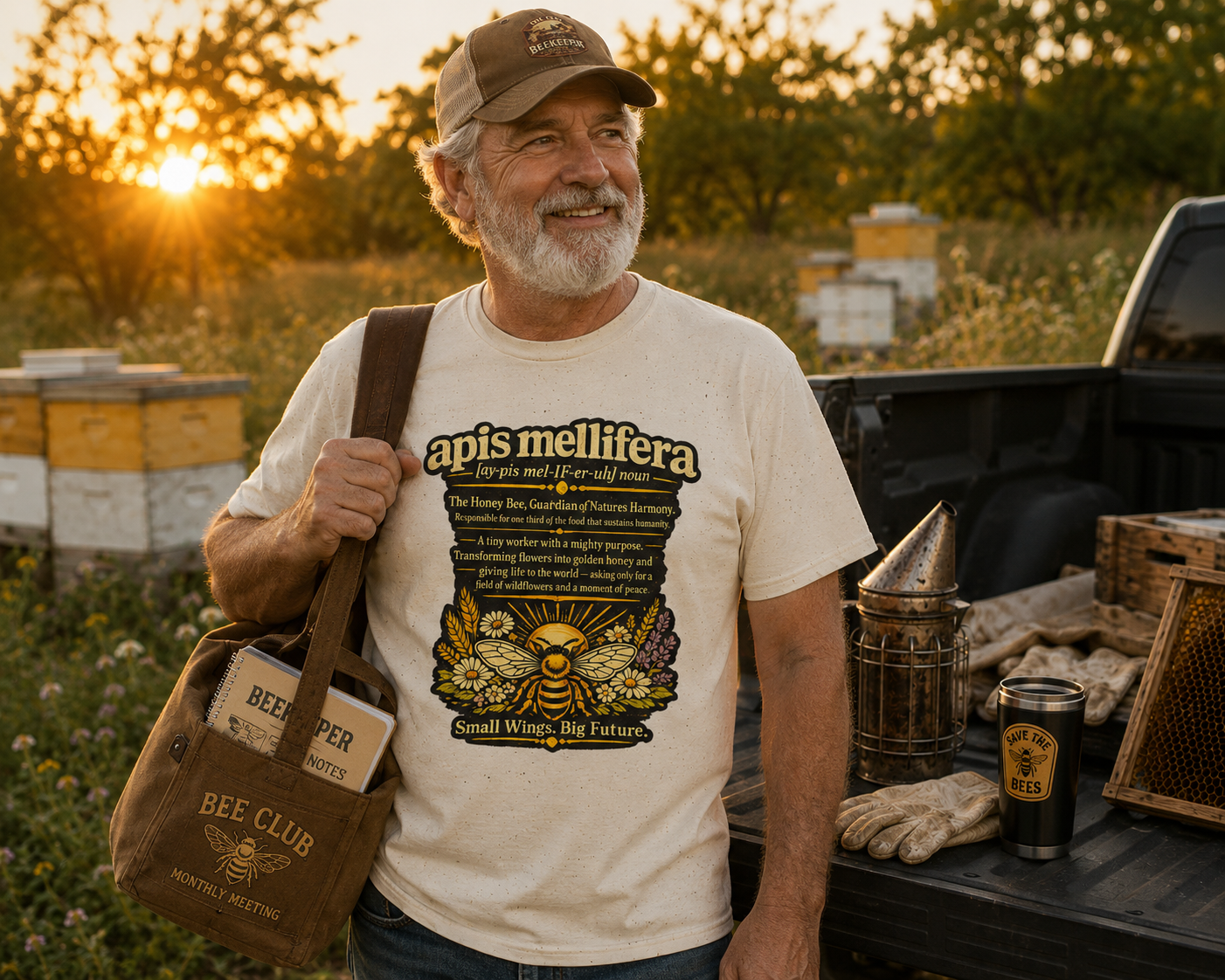 Apis Mellifera Bee Definition T-Shirt — Honey Bee Illustration & Conservation Quote
