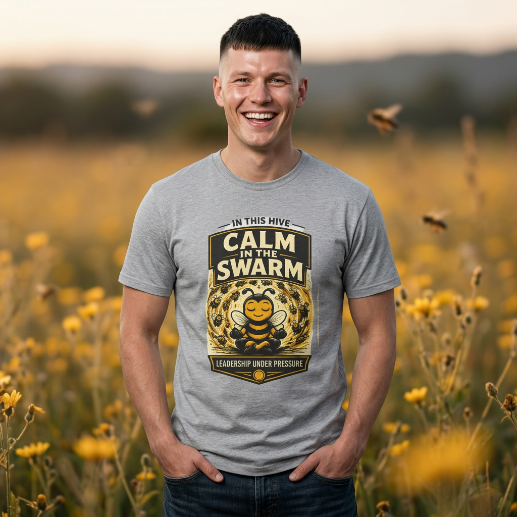 Calm in the Swarm T-Shirt — Bee Hive Calmness Graphic Tee