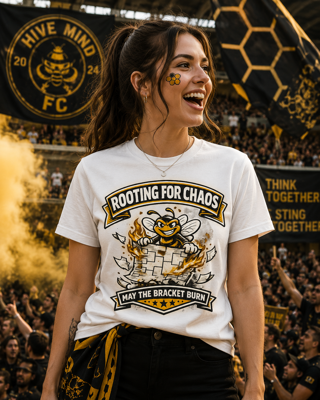 T-Shirt — "Rooting for Chaos" Bee Graphic Tee (That the Bracket Burn)