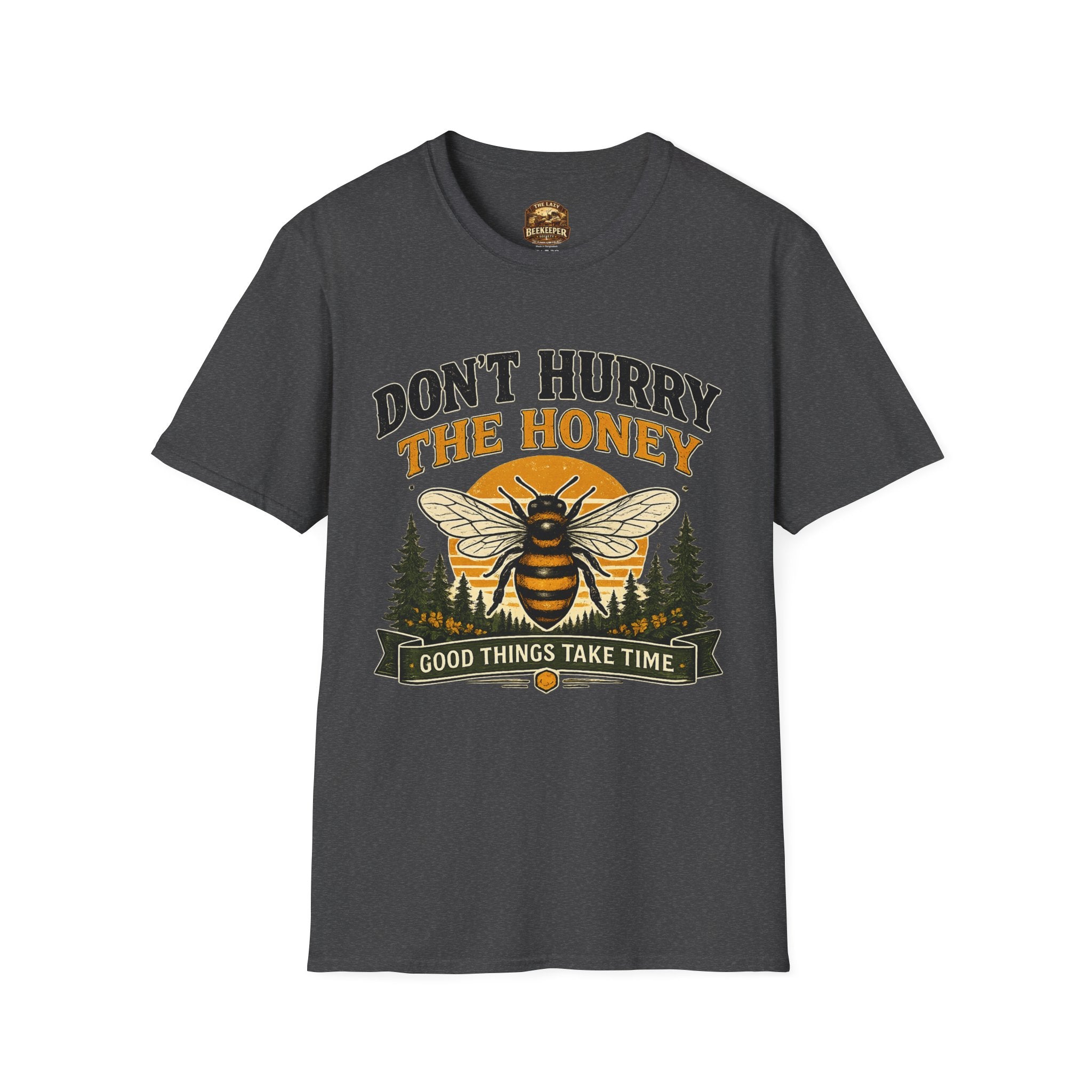 Don't Hurry The Honey T-Shirt — Retro Bee Graphic Tee (Good Things Take Time)