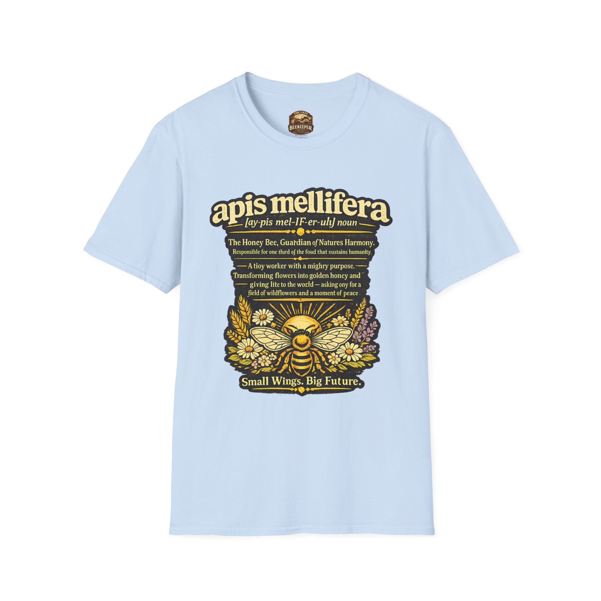 Apis Mellifera Bee Definition T-Shirt — Honey Bee Illustration & Conservation Quote