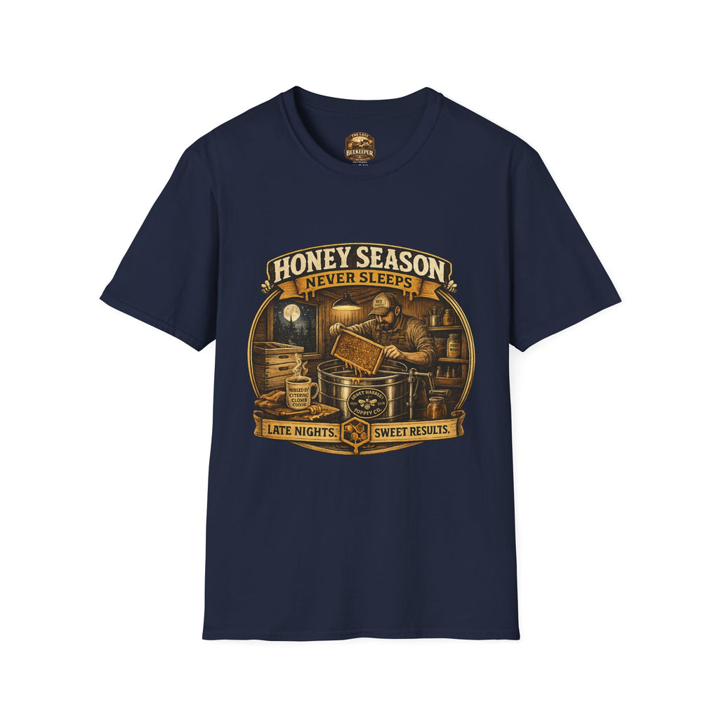 Honey Season Never Sleeps T-Shirt — Beekeeper Vintage Graphic Tee