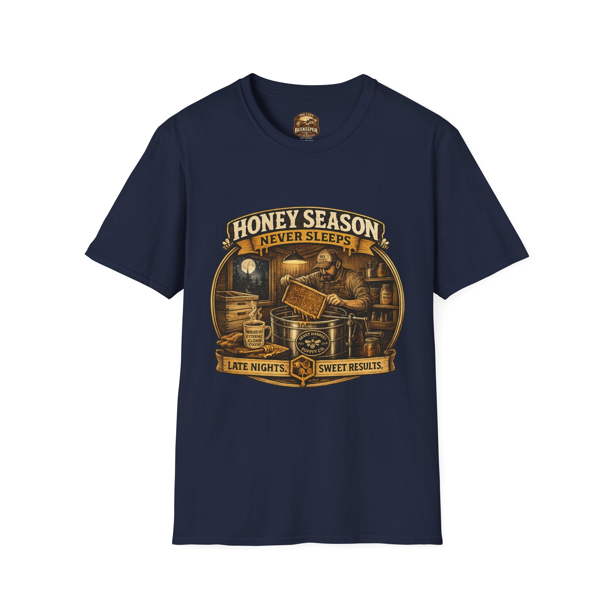 Honey Season Never Sleeps T-Shirt — Beekeeper Vintage Graphic Tee