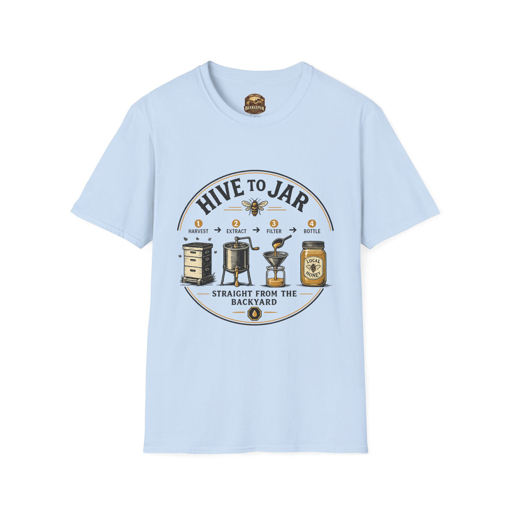 T-Shirt — Grafisches T-Shirt mit Aufschrift „Vom Bienenstock ins Glas“