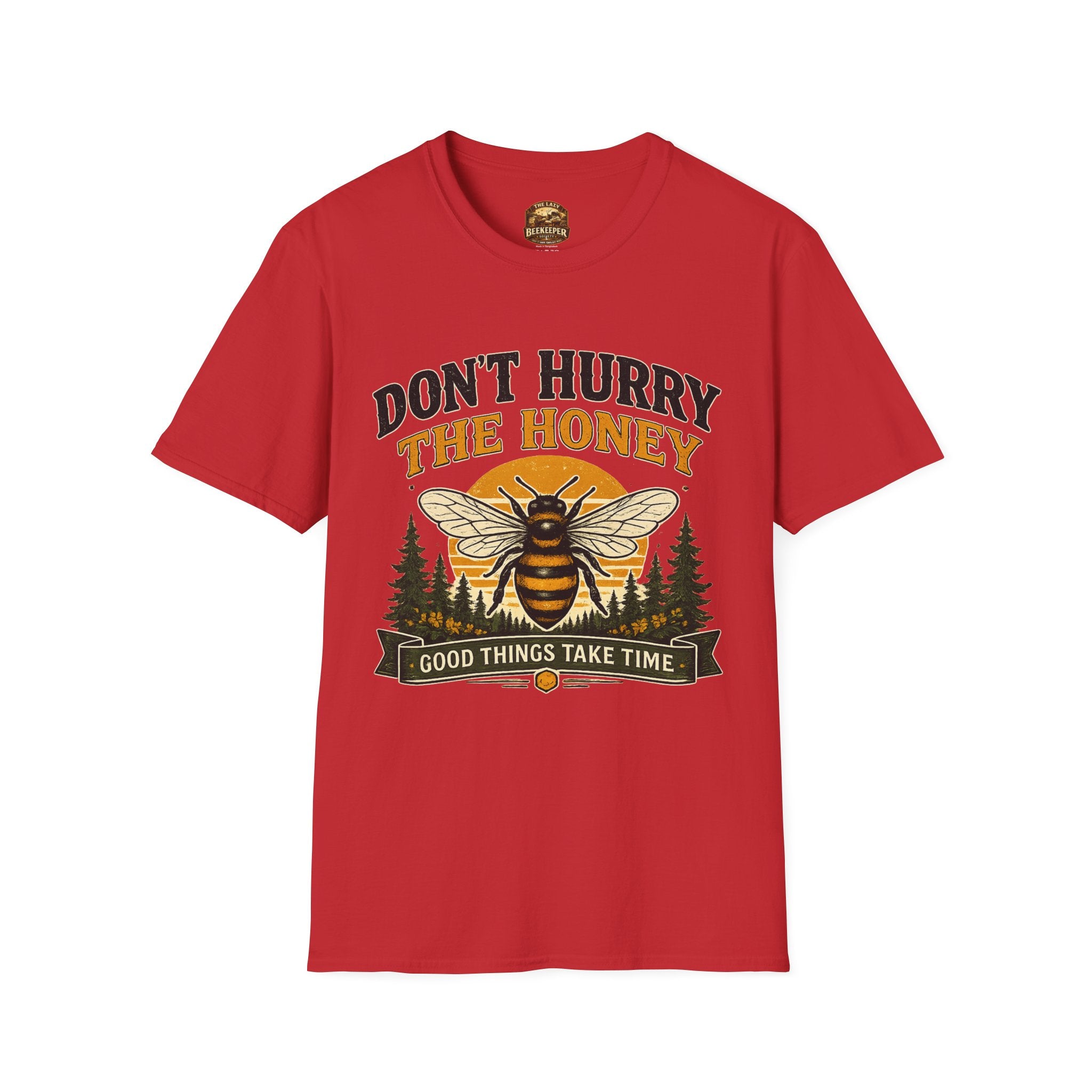 Don't Hurry The Honey T-Shirt — Retro Bee Graphic Tee (Good Things Take Time)