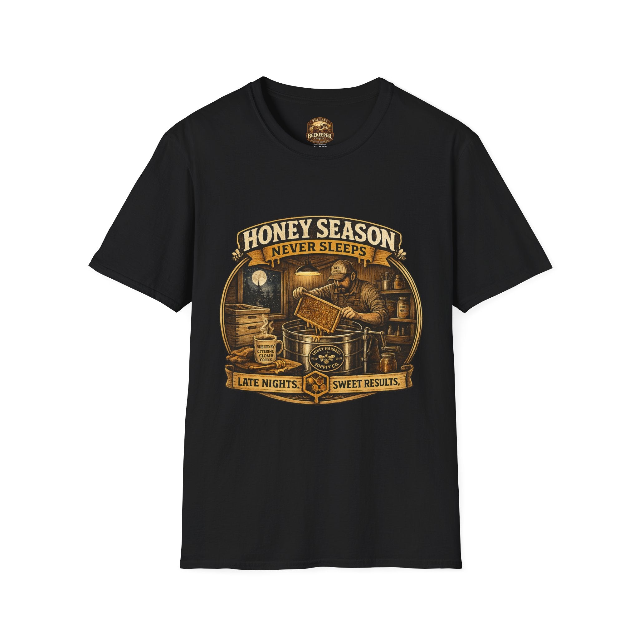Honey Season Never Sleeps T-Shirt — Beekeeper Vintage Graphic Tee