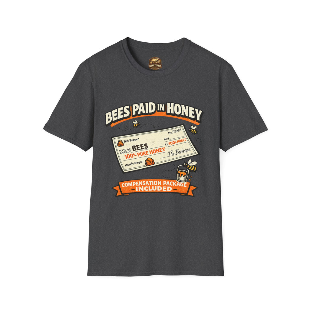 Imker T-Shirt — „Bienen werden mit Honig bezahlt“ Vintage-Karomuster
