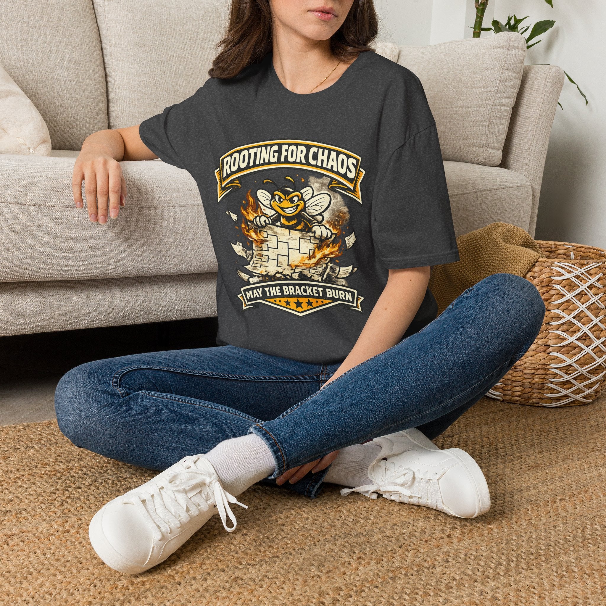 T-Shirt — "Rooting for Chaos" Bee Graphic Tee (That the Bracket Burn)