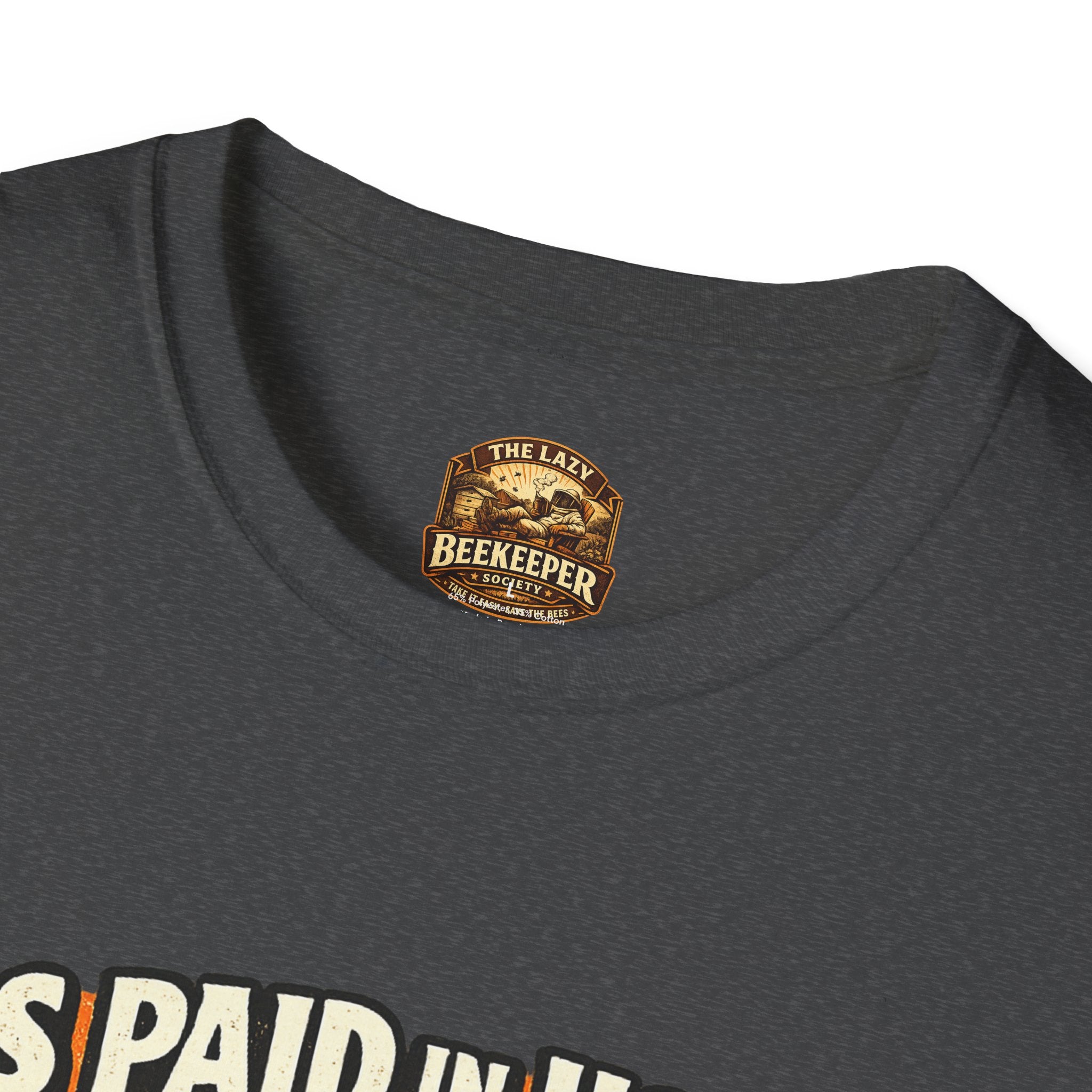 Beekeeping T-Shirt — "Bees Paid in Honey" Vintage Check Design