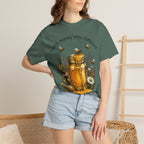 Beekeeper Support T-Shirt — "Local Honey Hits Different" Floral Honey Jar Tee