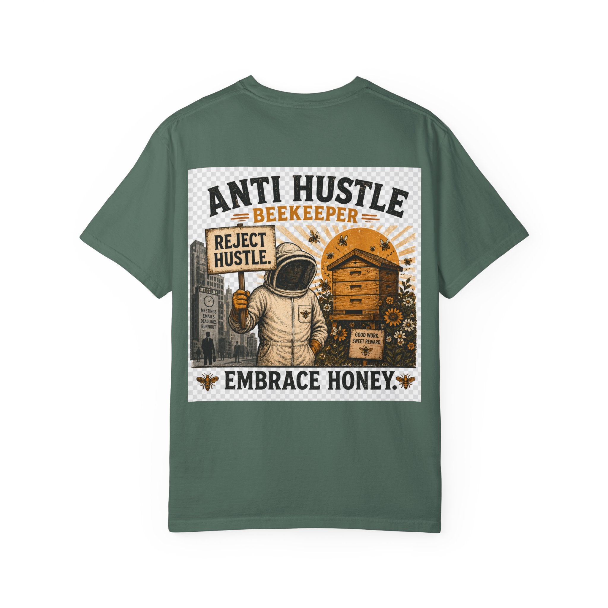 Bienenclub T-Shirt – Anpassbares „Support Your Local“ & Anti-Hustle Imker-Design