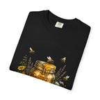 Beekeeper Support T-Shirt — "Local Honey Hits Different" Floral Honey Jar Tee