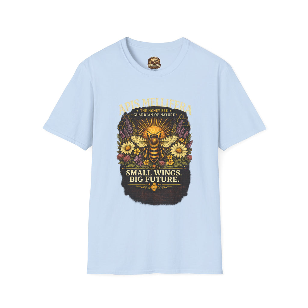 Bienenschutz-T-Shirt — „Apis Mellifera: Kleine Flügel, große Zukunft“ Öko-Natur-T-Shirt