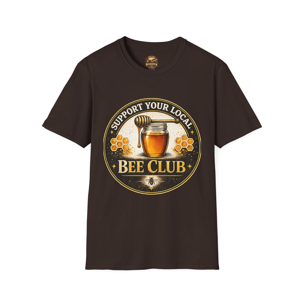 T-Shirt „Unterstütze deinen lokalen Imkerverein“ — Honigglas- & Waben-Design