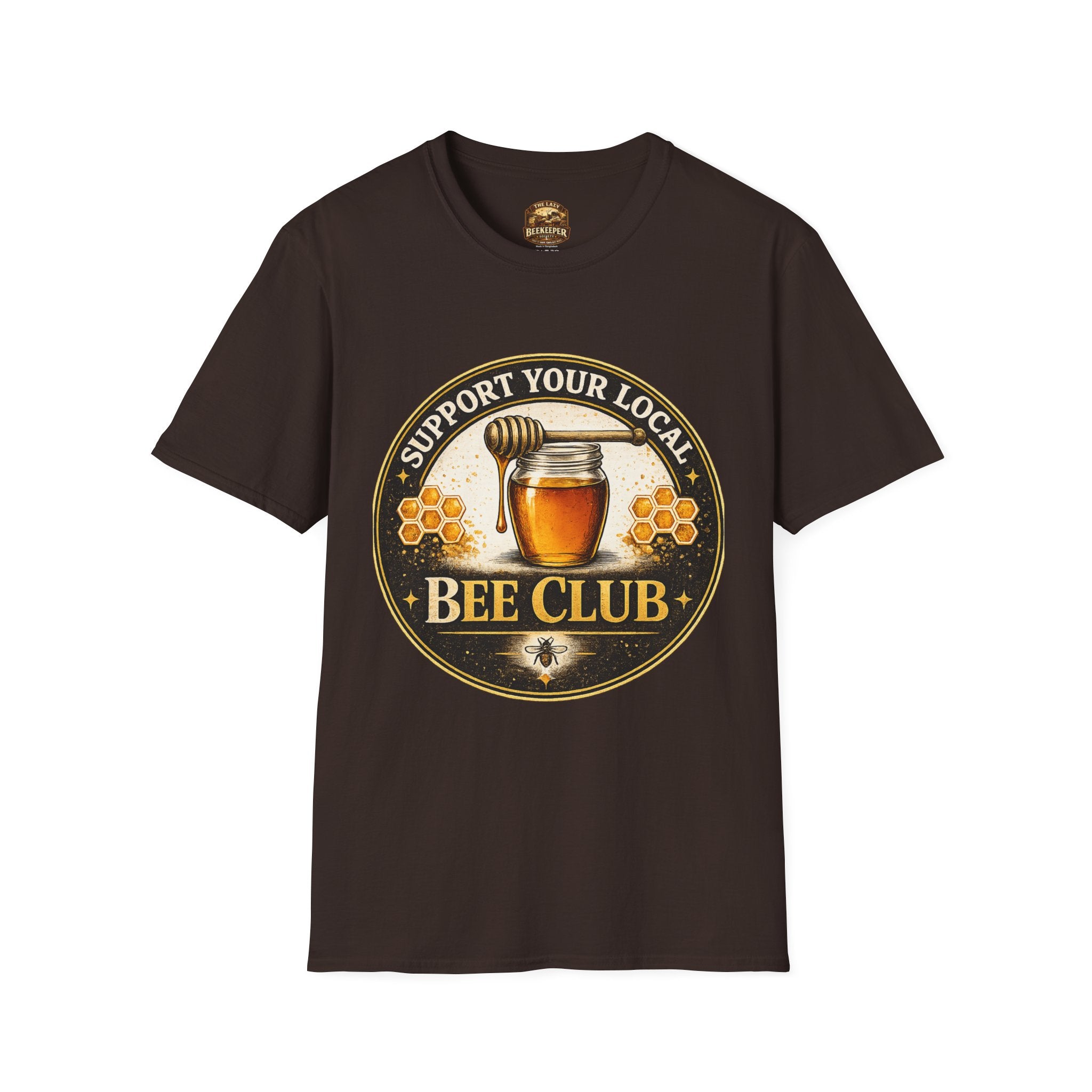 Support Your Local Bee Club T-Shirt — Honey Jar & Honeycomb Design