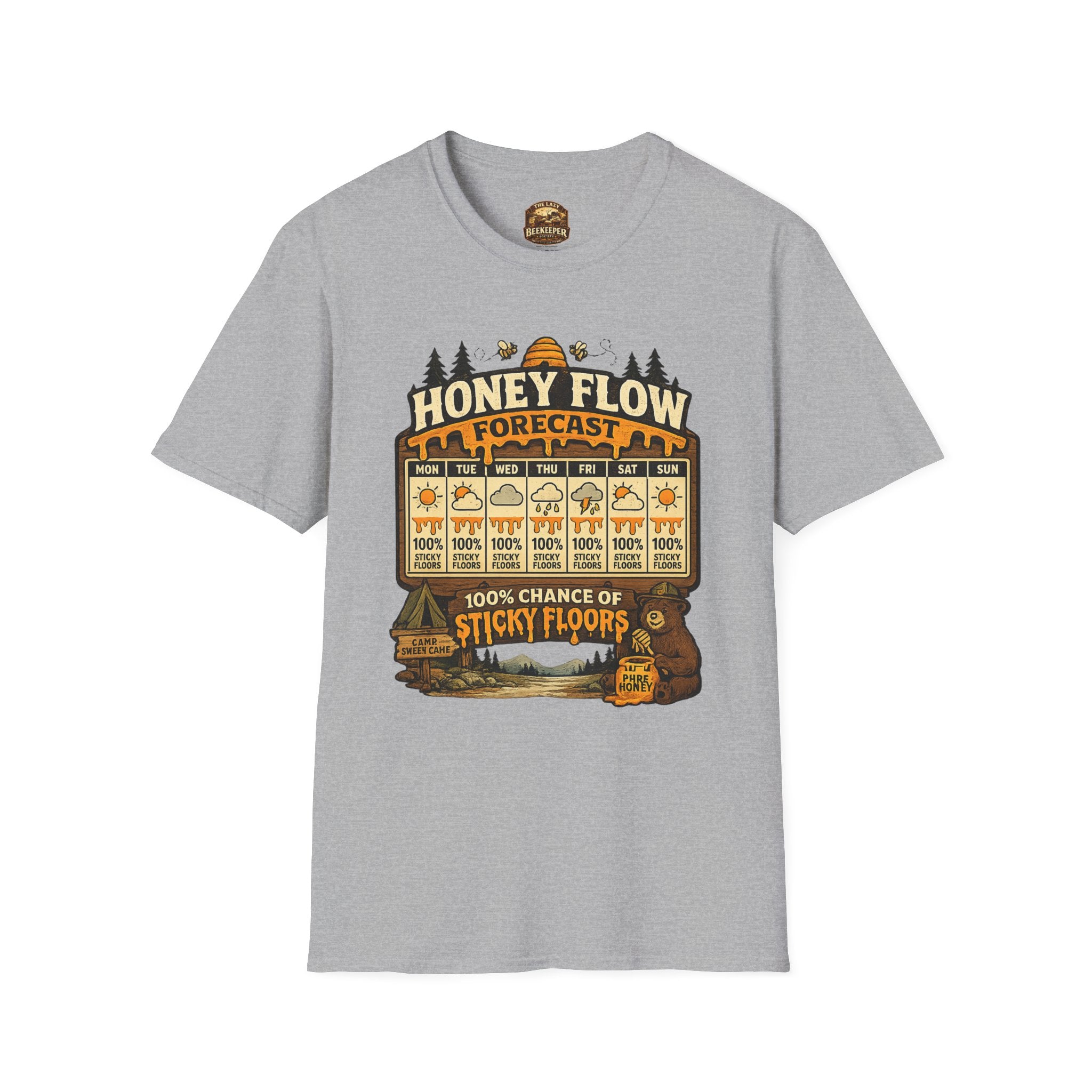 Honigernte-Vorhersage T-Shirt – Imker-Wettergrafik im Vintage-Stil
