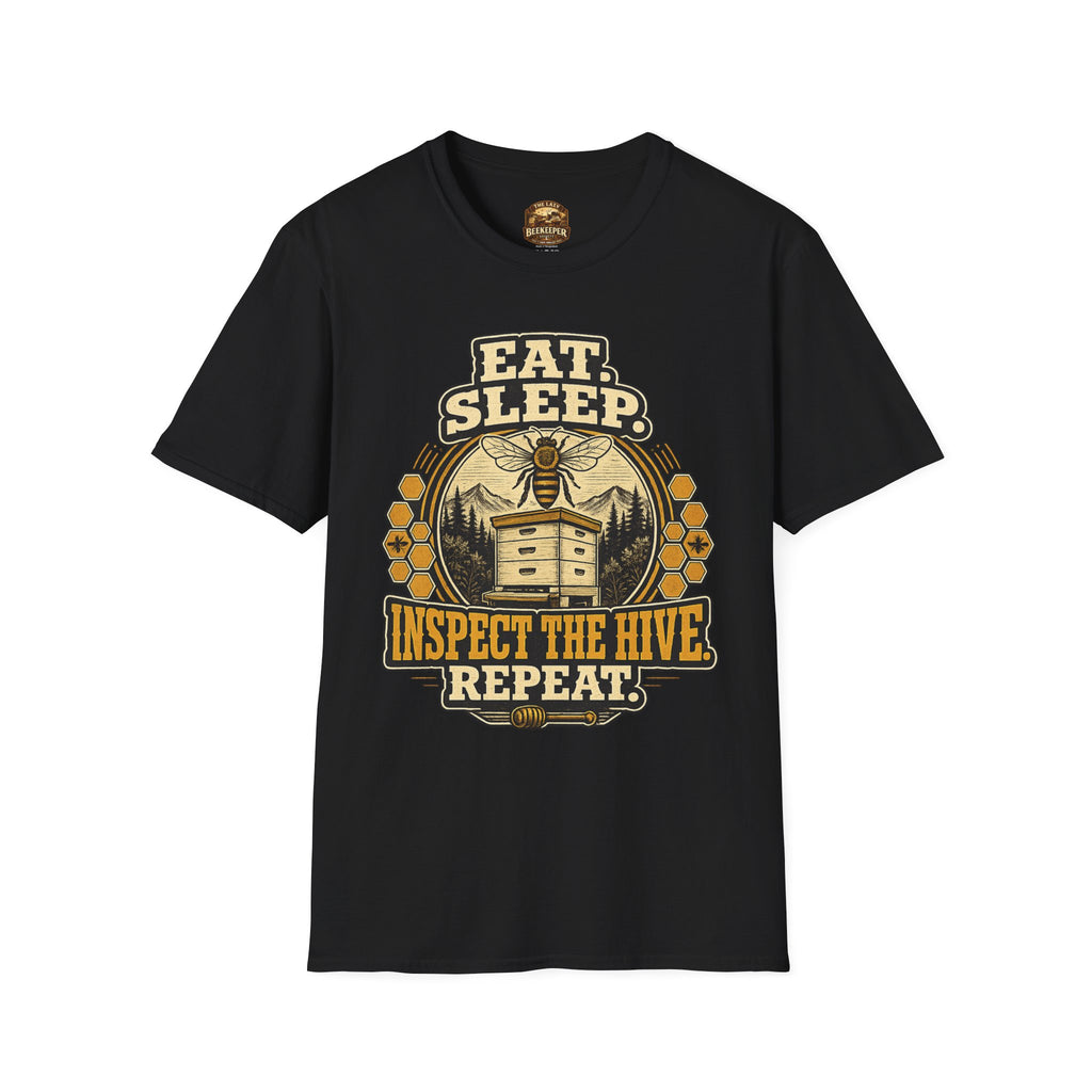 T-Shirt — "Essen. Schlafen. Bienenstock inspizieren. Wiederholen." Imker Grafik T-Shirt
